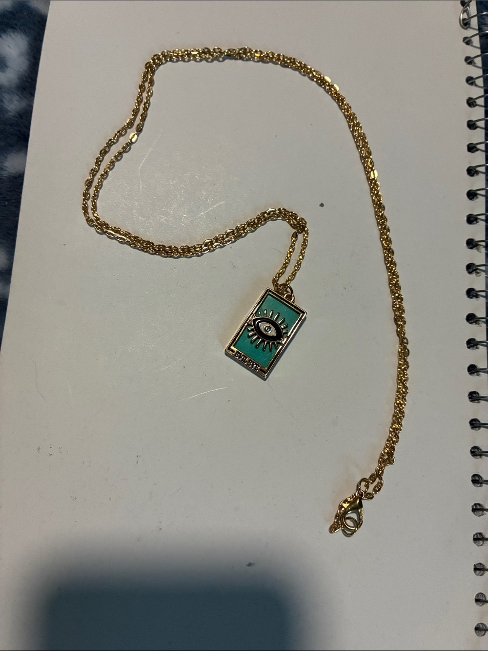 Gold-Tone Green Evil Eye Pendant Necklace